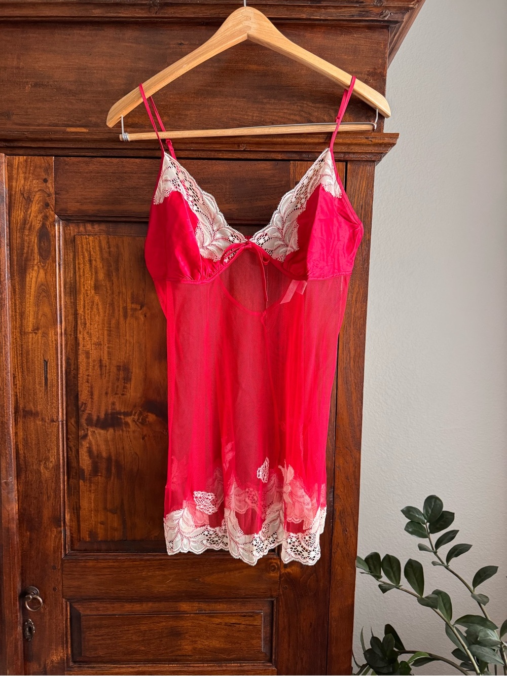 Victoria's Secret Red Lace Sheer Babydoll Y2K early 200s